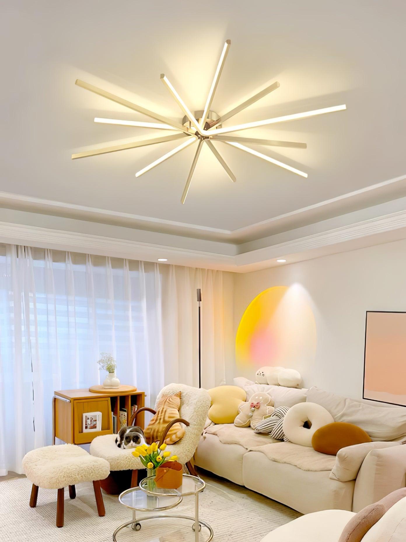 Brass Starbursts Ceiling Lamp