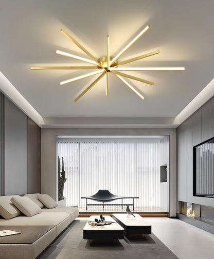 Brass Starbursts Ceiling Lamp