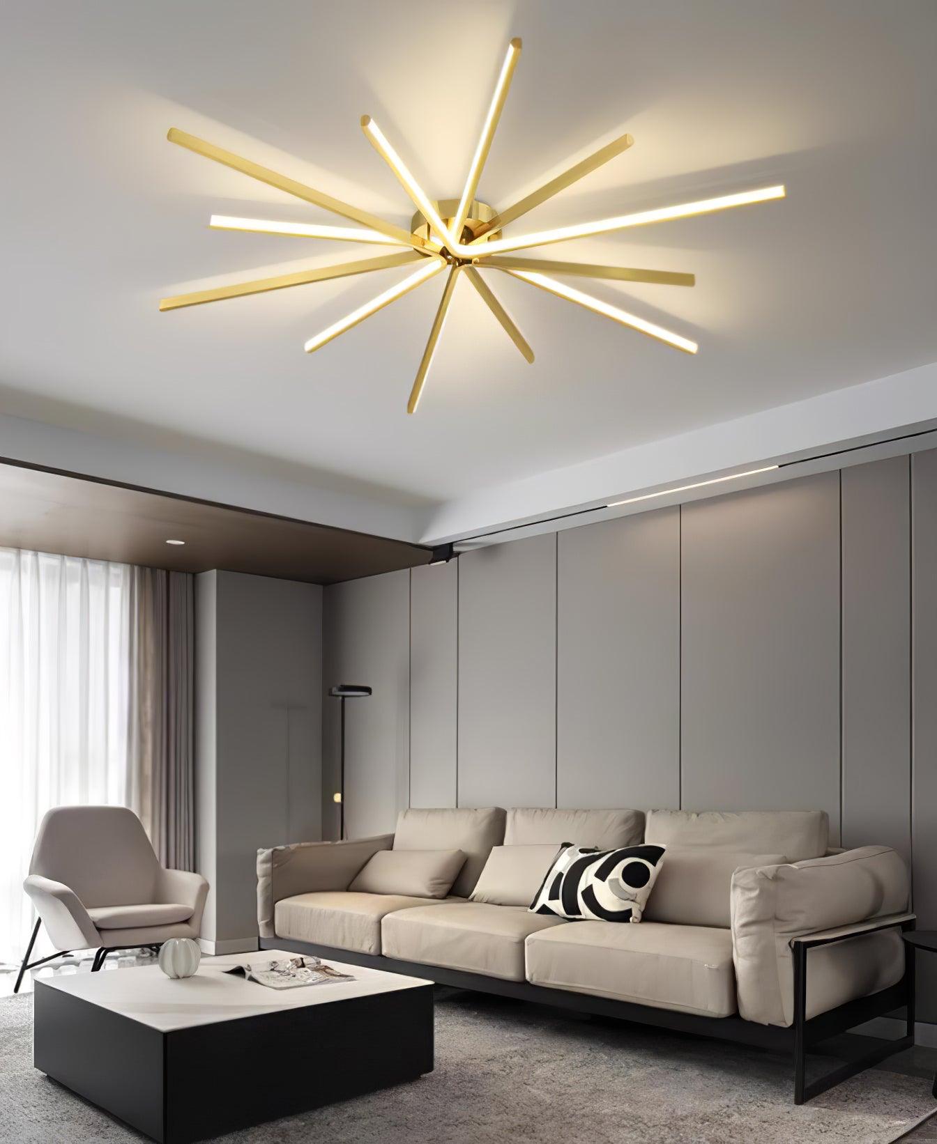 Brass Starbursts Ceiling Lamp