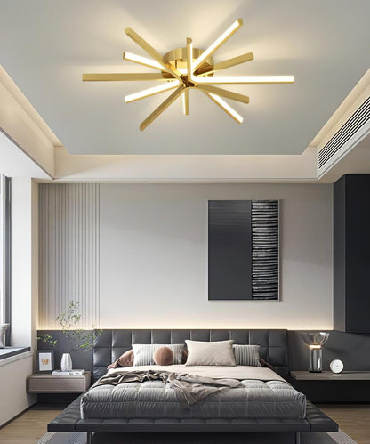 Brass Starbursts Ceiling Lamp