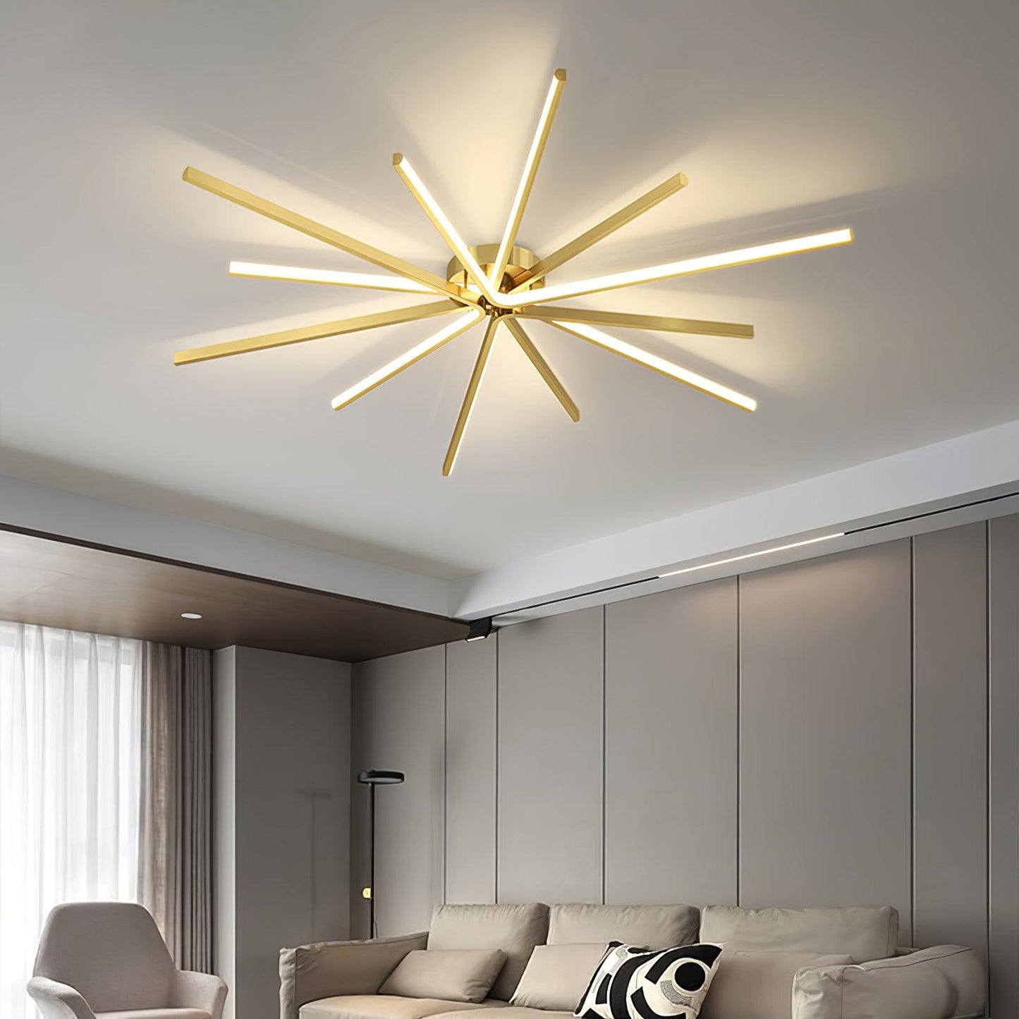 Brass Starbursts Ceiling Lamp