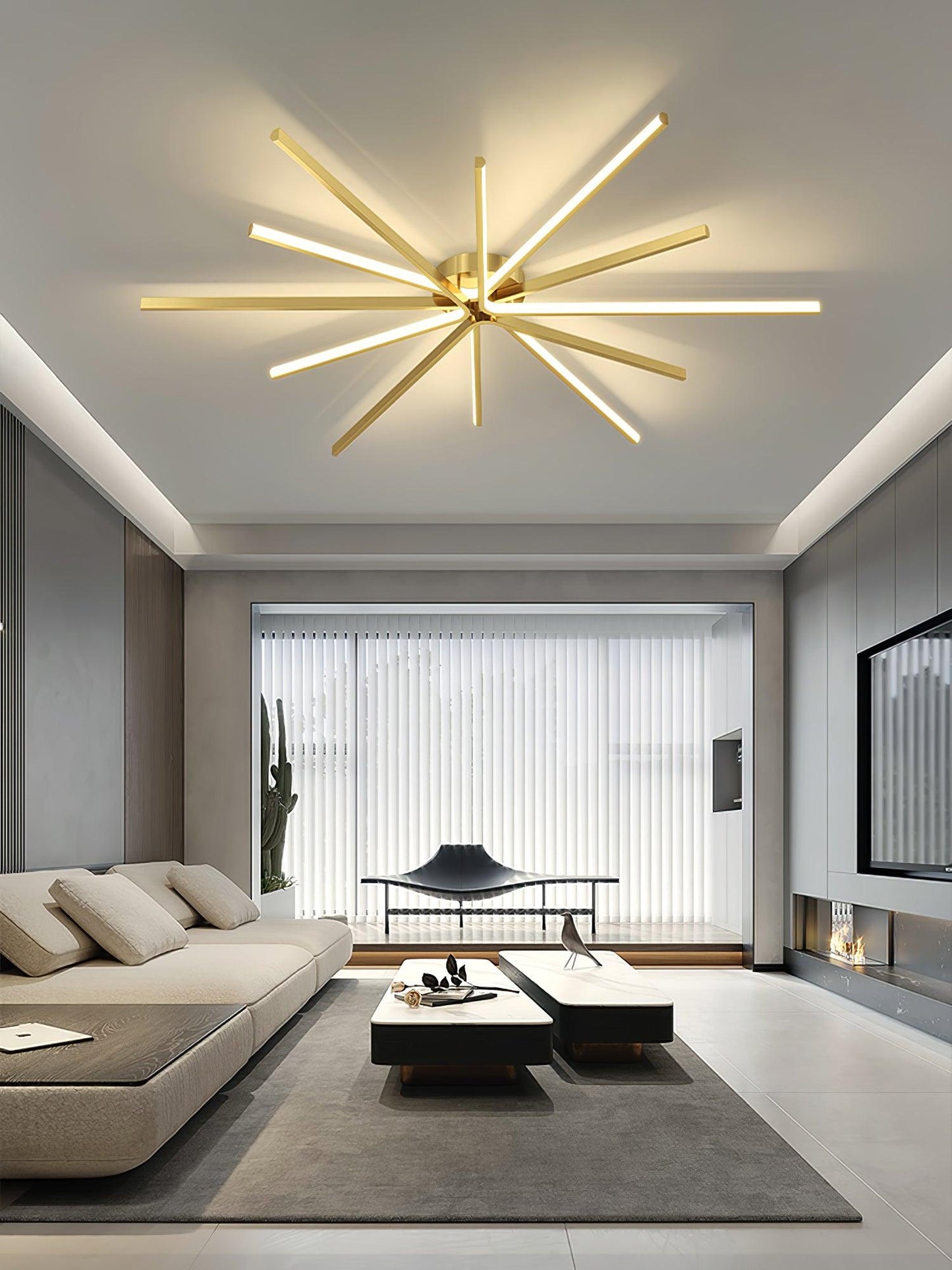 Brass Starbursts Ceiling Lamp