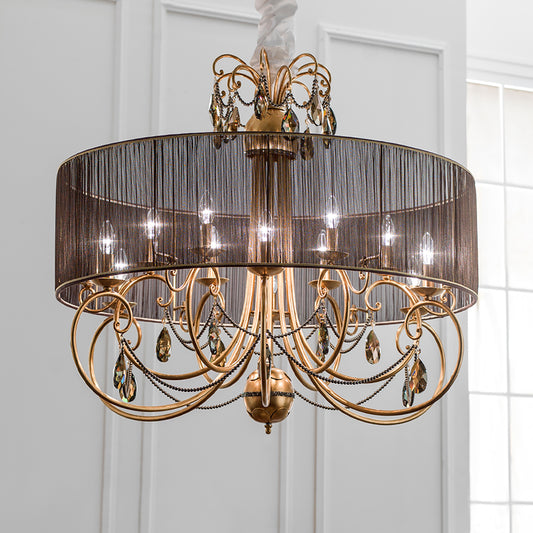 Modern Gold Leaf Crystal Chandelier