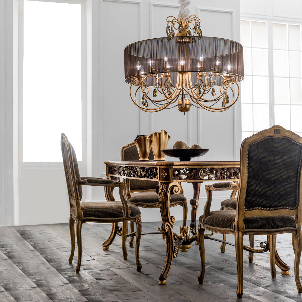 Modern Gold Leaf Crystal Chandelier