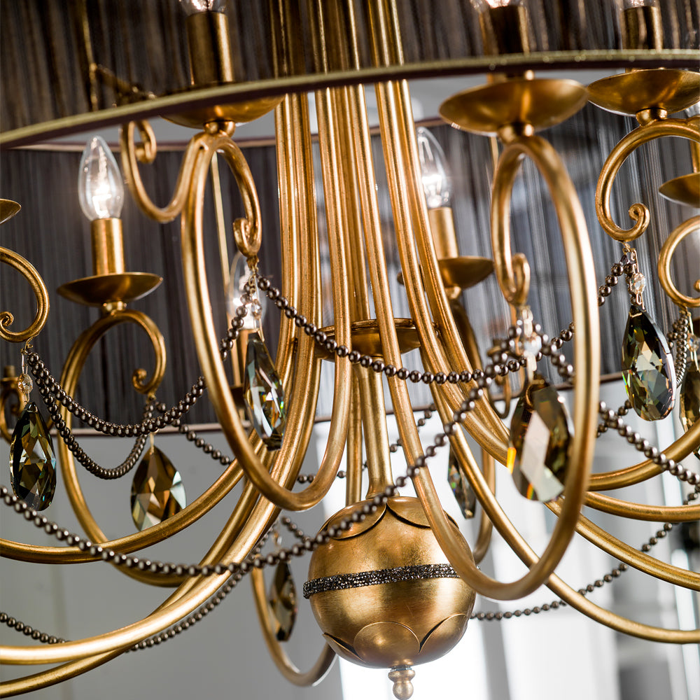 Modern Gold Leaf Crystal Chandelier