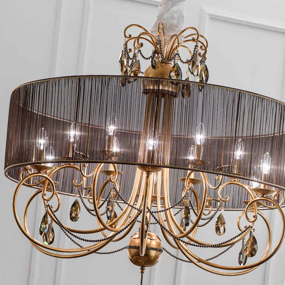 Modern Gold Leaf Crystal Chandelier