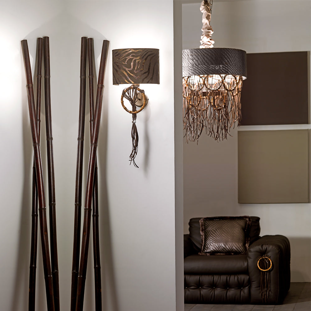 Boho Chic Patterned Bamboo Wall Light