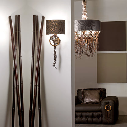 Boho Chic Patterned Bamboo Wall Light