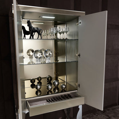 Bronze Mirrored Leather Cocktail Bar Cabinet