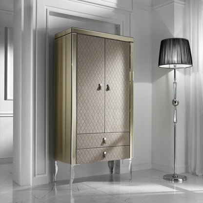 Bronze Mirrored Leather Tall Cabinet