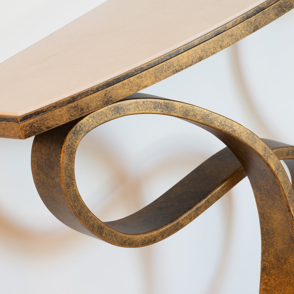 Exclusive Contemporary Brushed Gold Console Table