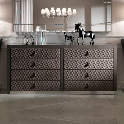 Luxury Italian Lacquered Quilted Leather Drawers