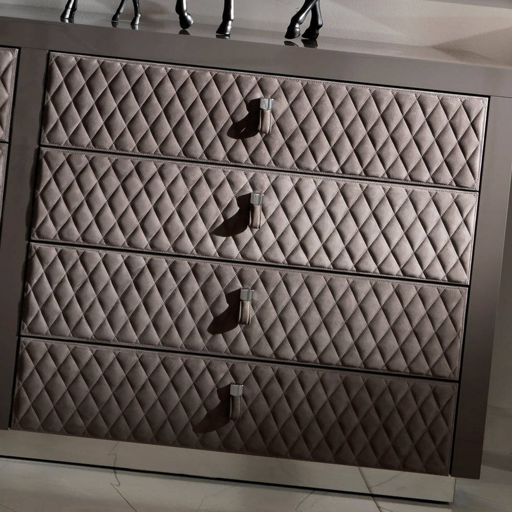 Luxury Italian Lacquered Quilted Leather Drawers