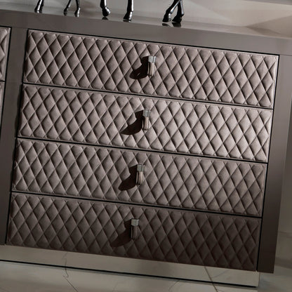 Luxury Italian Lacquered Quilted Leather Drawers