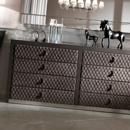 Luxury Italian Lacquered Quilted Leather Drawers