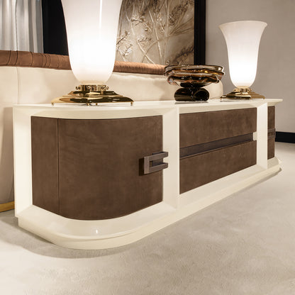 Modern Italian Chocolate Brown Nubuck Sideboard