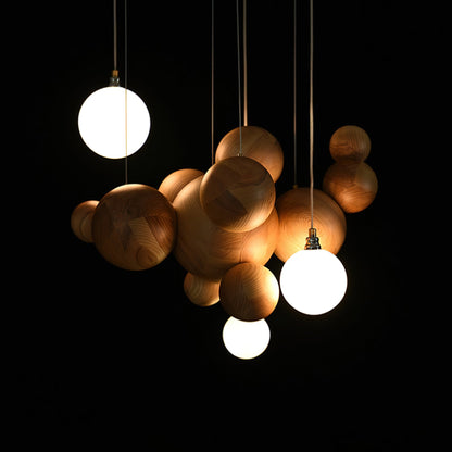 Bubble Wood Balls Chandelier