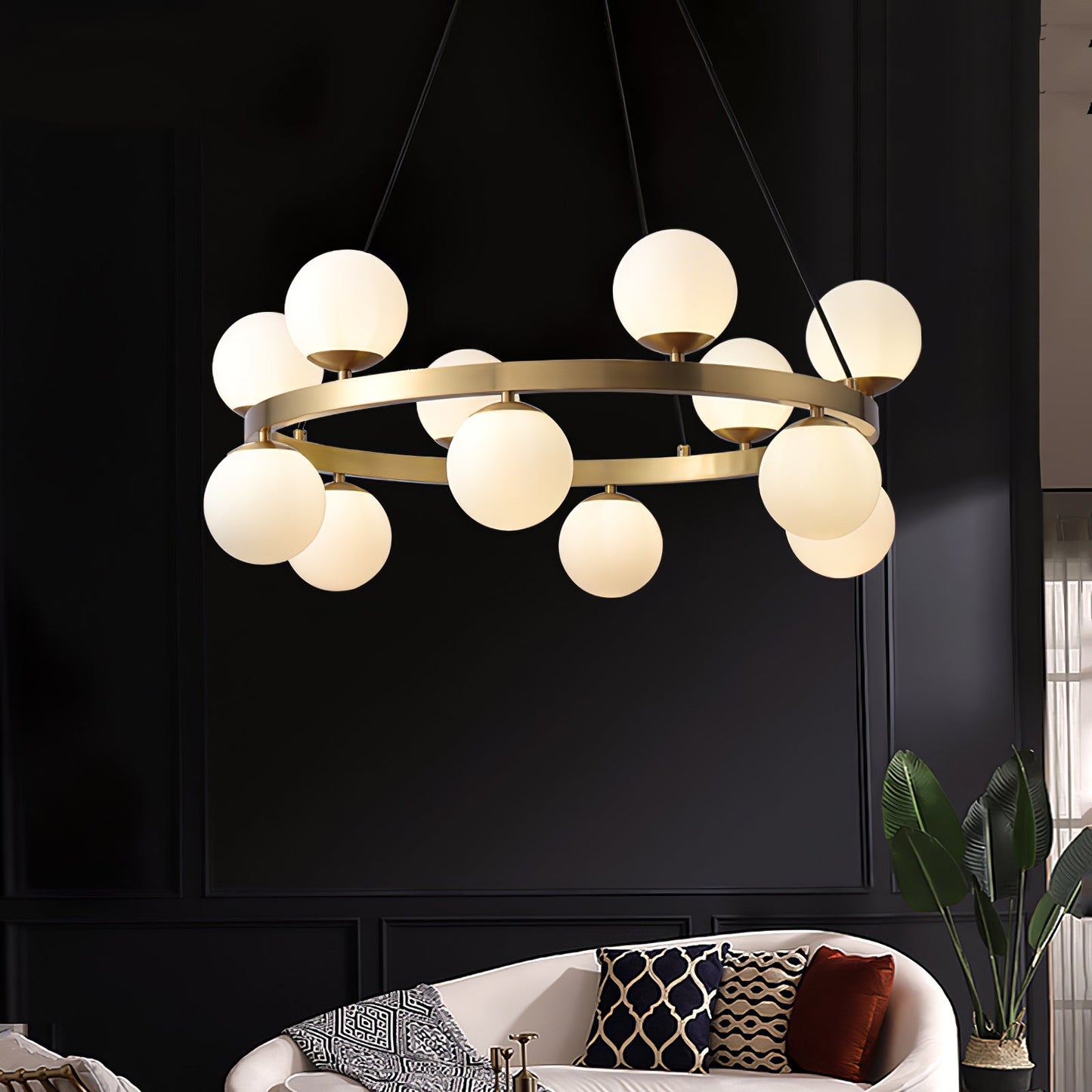 Bubbles Brass Ring Chandelier