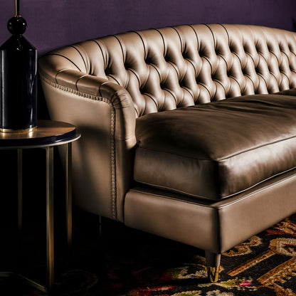 Button Upholstered Designer Leather Sofa