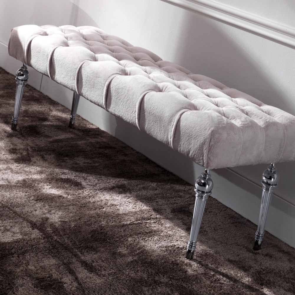 Velvet Button Upholstered Bench