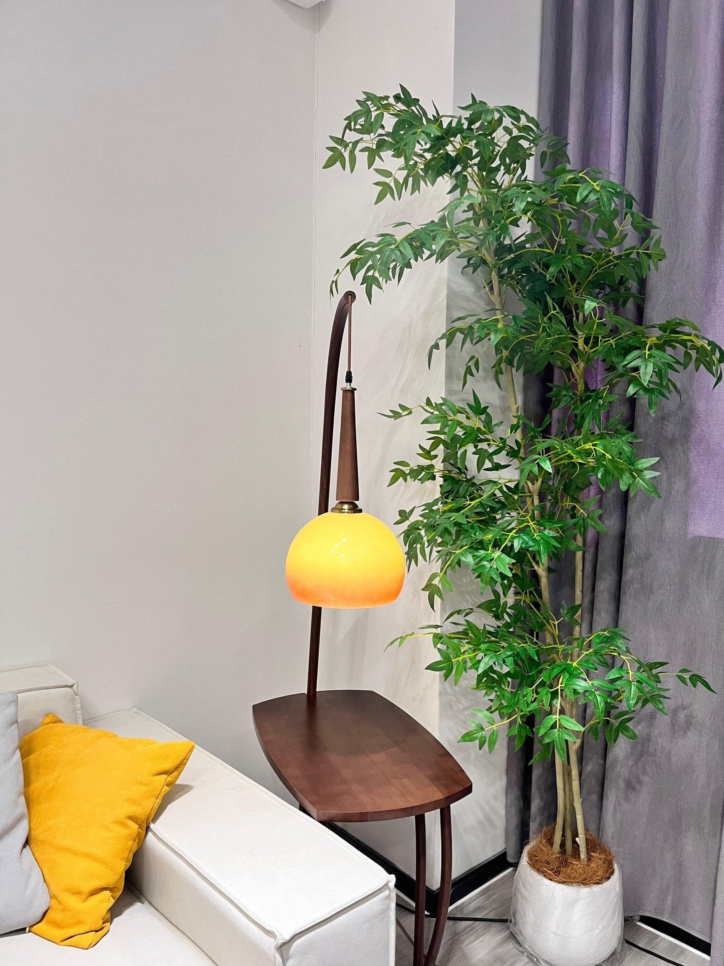 Cantilever Wood Accent Floor Lamp