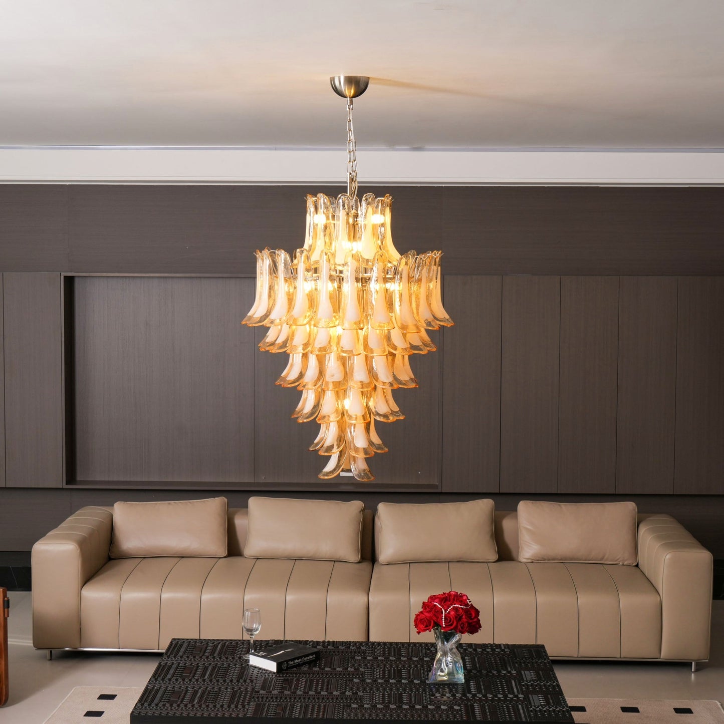 Amber Cloud Murano Glass Petals Chandelier