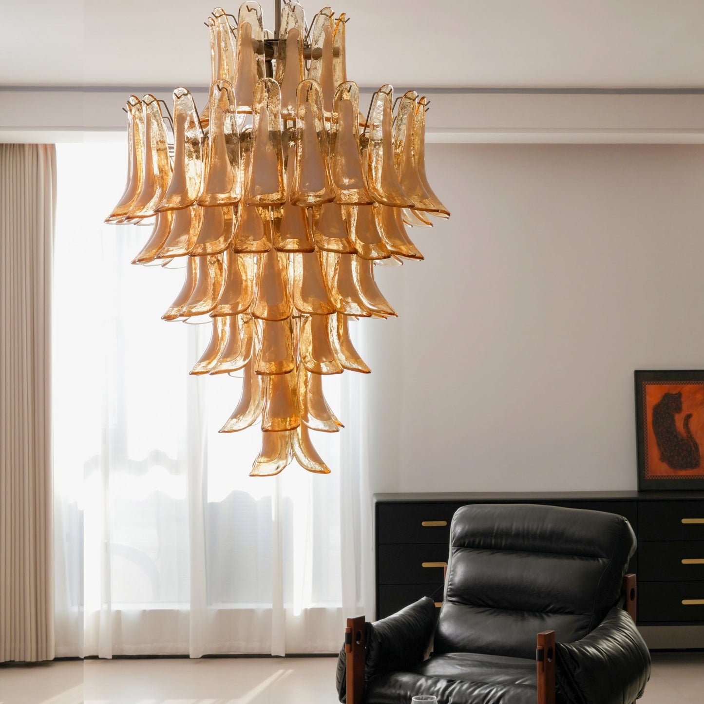 Amber Cloud Murano Glass Petals Chandelier