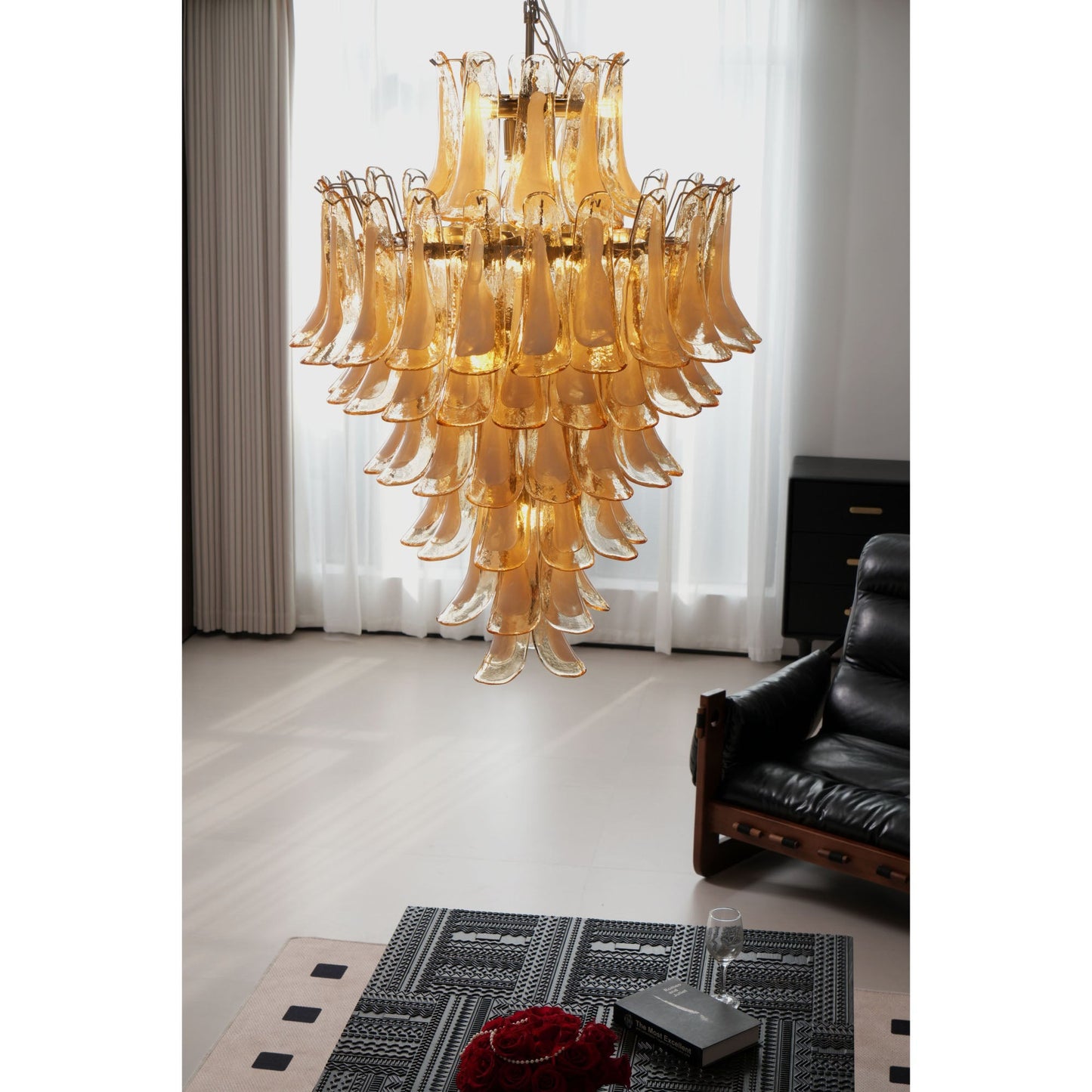 Amber Cloud Murano Glass Petals Chandelier