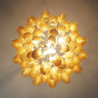 Amber Glass Murano Petals Chandelier