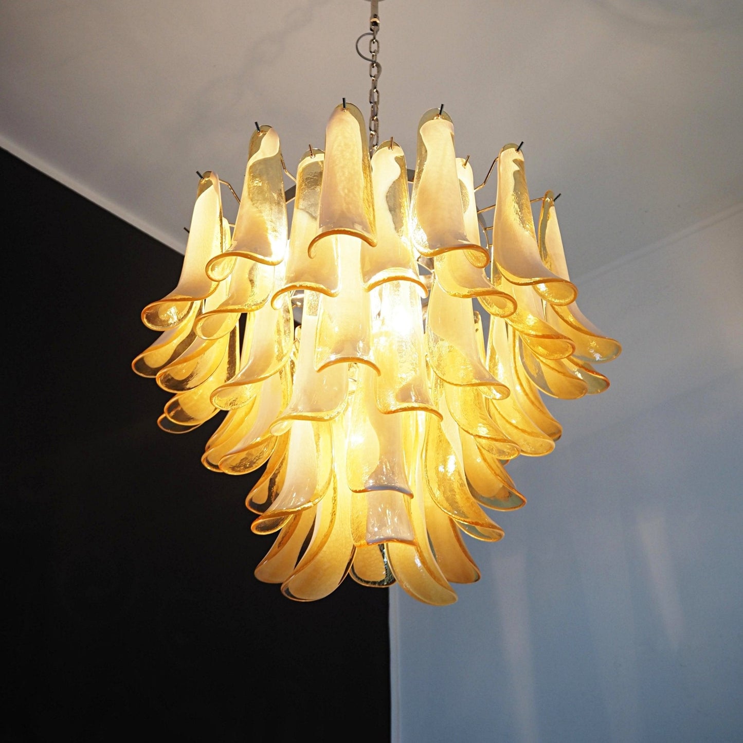 Amber Glass Murano Petals Chandelier