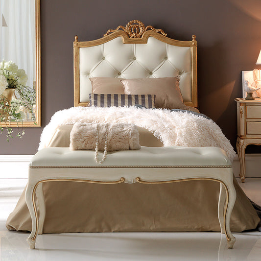 Single Gold Italian Luxury Button Upholstered Bed