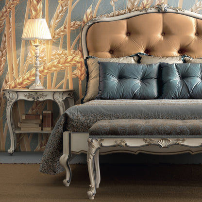 Carved Louis Style Tufted Bed