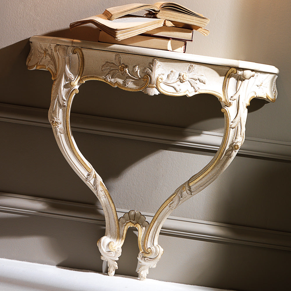 Carved Rococo Reproduction Italian Wall Mounted Bedside Table