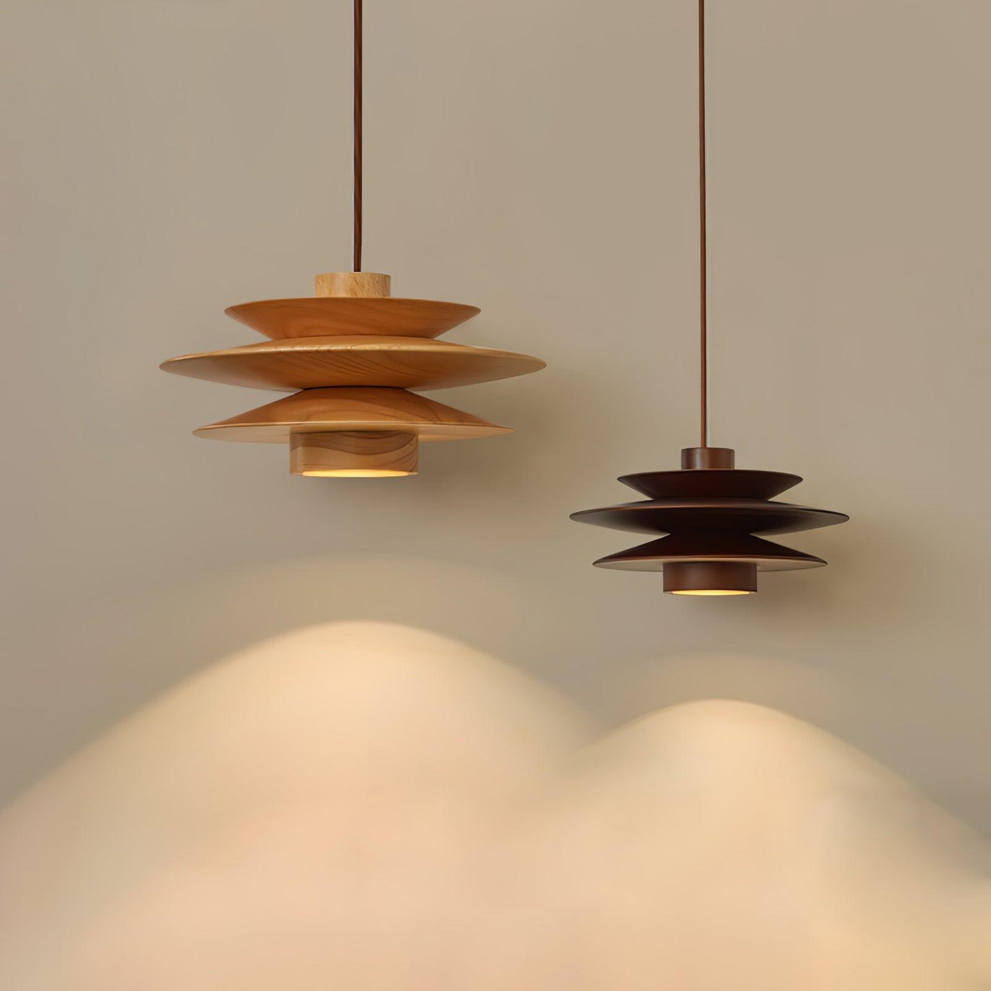 Cascade Wooden Disc Pendant Lamp