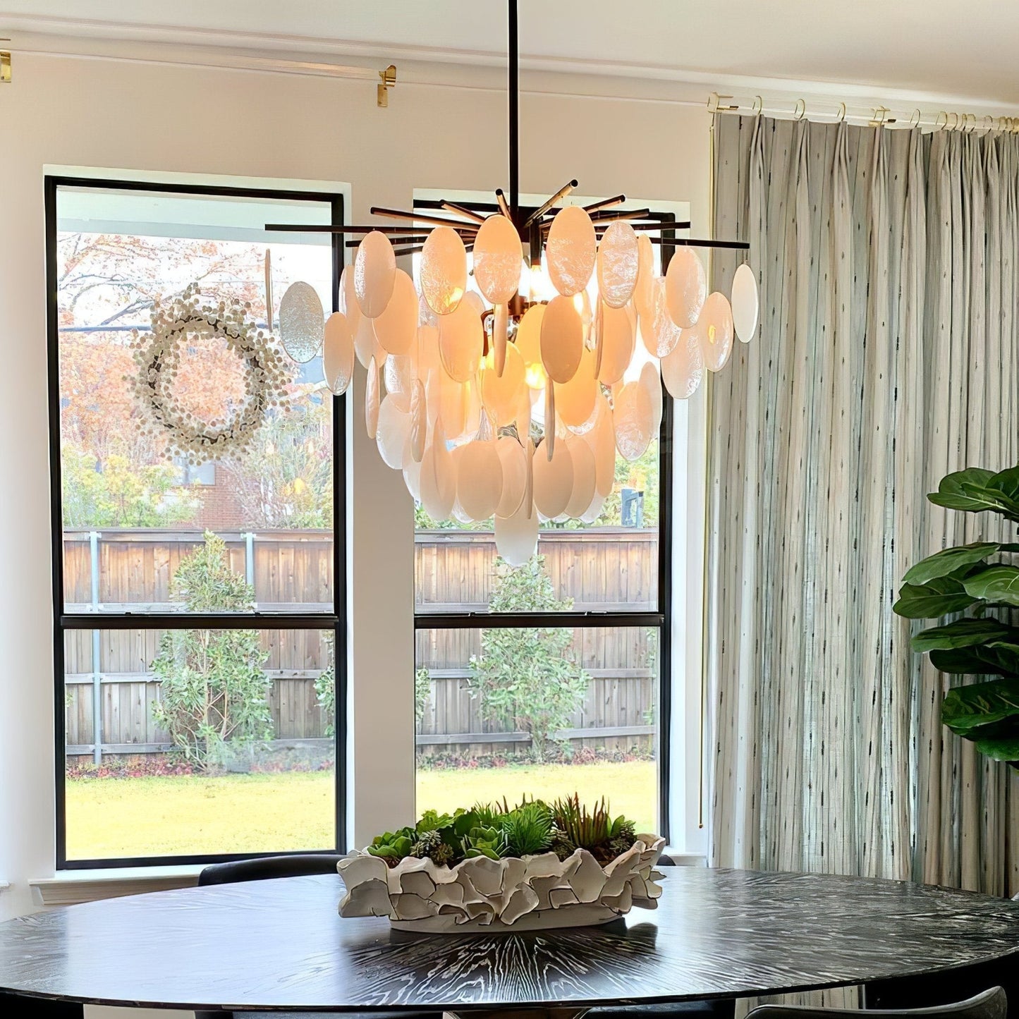 Cascading Selenite Disc Chandelier