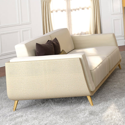 Contemporary Retro Three Seater Velvet Sofa