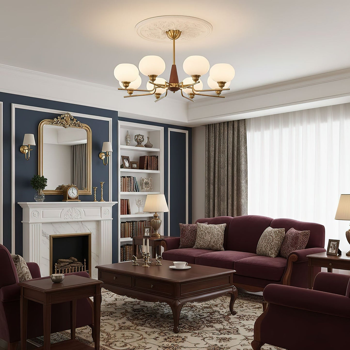 Celeste Sphere Walnut Chandelier