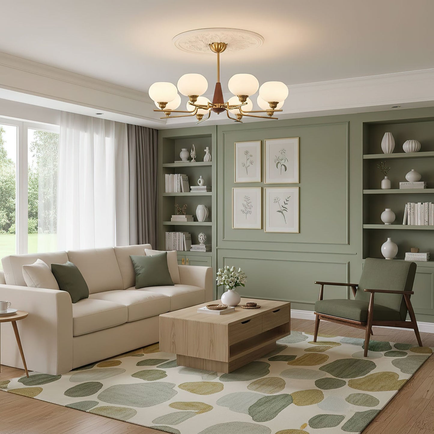 Celeste Sphere Walnut Chandelier