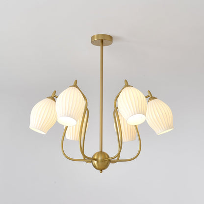 Ceramic Ribbed Chandelier