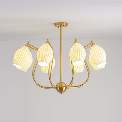 Ceramic Ribbed Chandelier