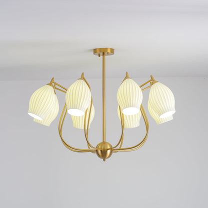 Ceramic Ribbed Chandelier