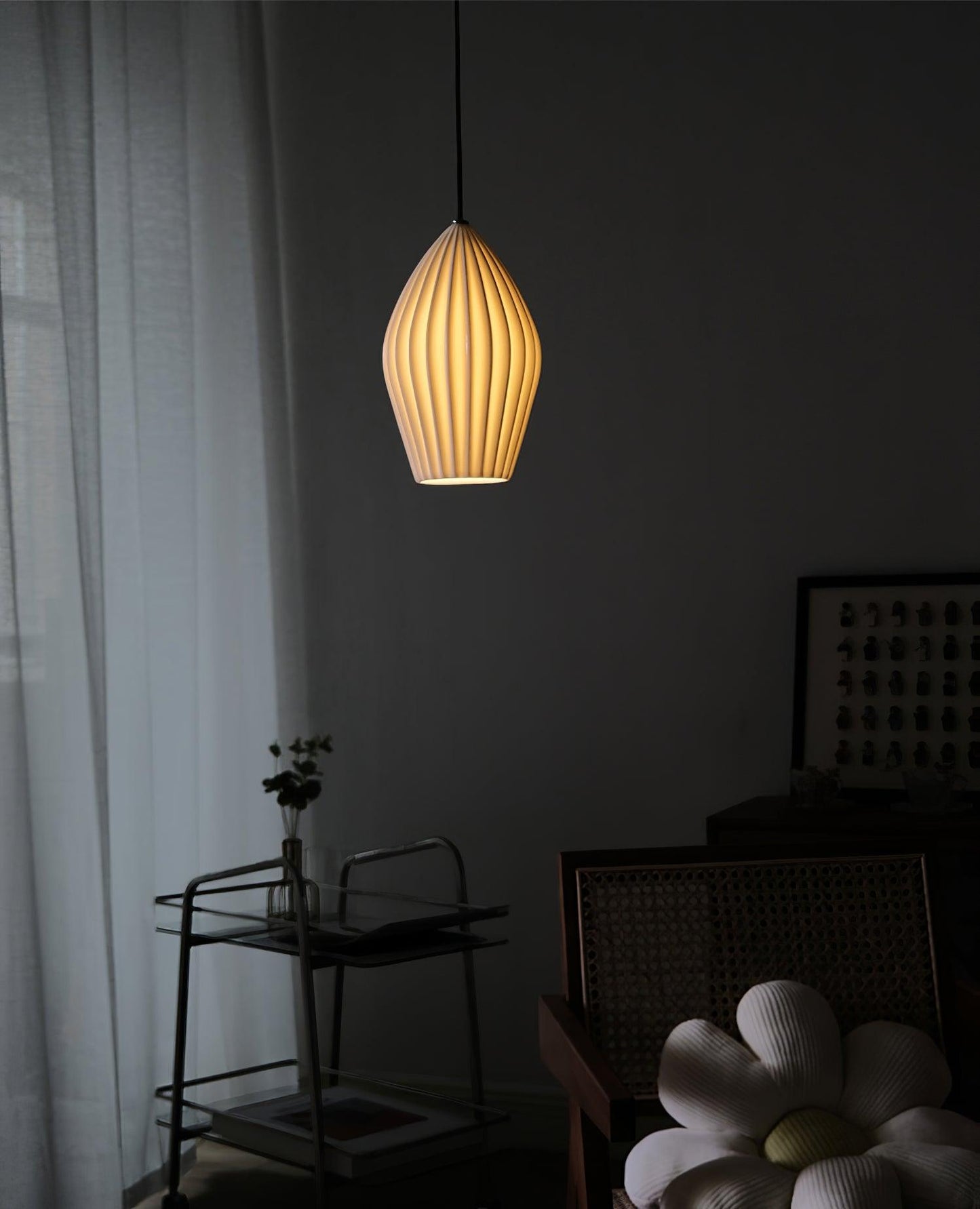 Ceramic Ribbed Pendant Light