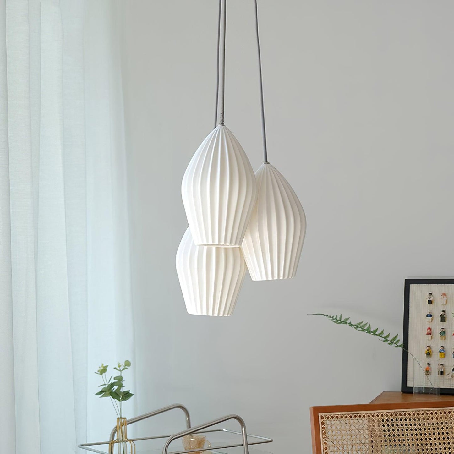 Ceramic Ribbed Pendant Light