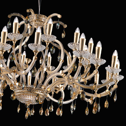 Large Gold Plated Crystal Chandelier