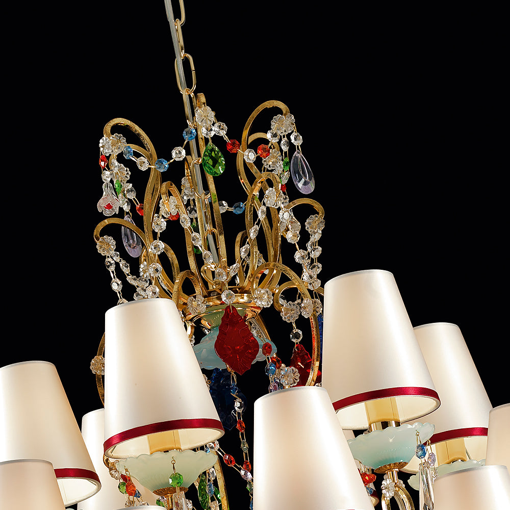 Exclusive Vintage Design Gold Plated Crystal Tiered Chandelier