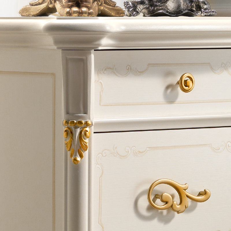 Italian Ivory and Gold Leaf Bedside Cabinet