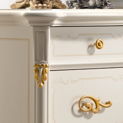 Italian Ivory and Gold Leaf Bedside Cabinet