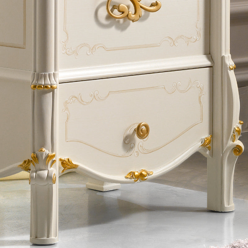 Italian Ivory and Gold Leaf Bedside Cabinet