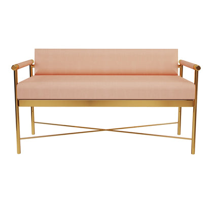 Chic Contemporary Leather Designer Polished Brass Bench