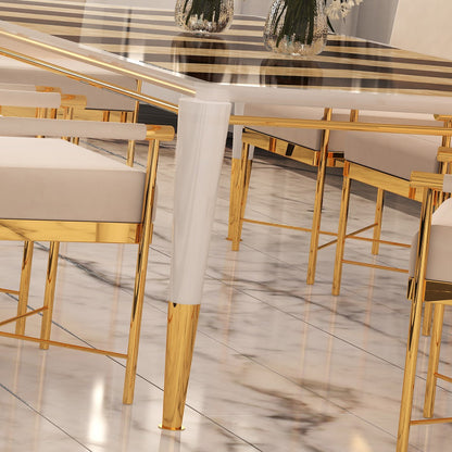 Chic High End Designer Polished Brass Veneered Dining Set